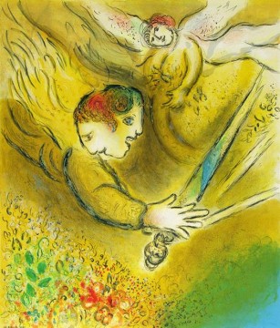  men - The Angel of Judgment contemporary lithograph Marc Chagall